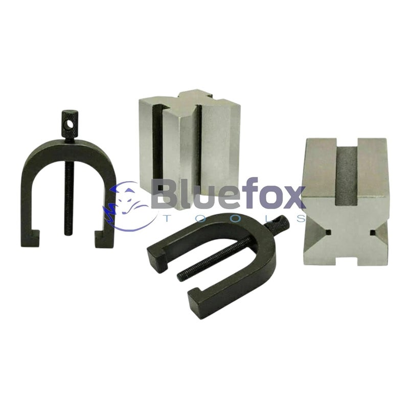 BLUE FOX V Block Set - Clamp Hardened Steel 90 Degree Angle Precision, 1-5/8x 1-1/4 x 1-1/4 | Mechanical Tool Set, Multi-Purpose Use for Machining & Layout | Engineering Product with Wooden Box - Image 5